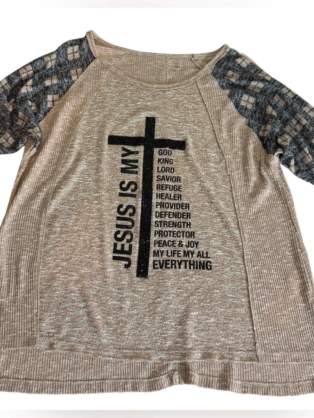 Cato Jesus is My..Glitter Print Top Size L